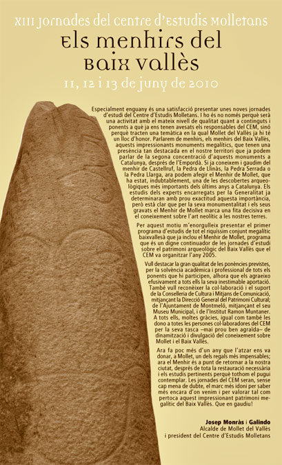 Els menhirs del baix vallés.Cartell