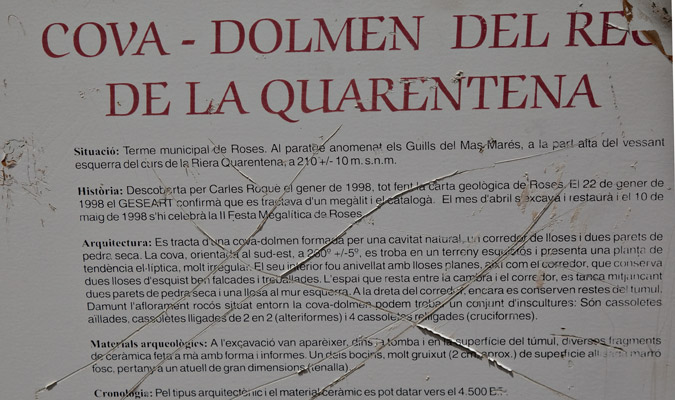 Cartell: Cova Dolmen del Rec de la Quarentena1de3