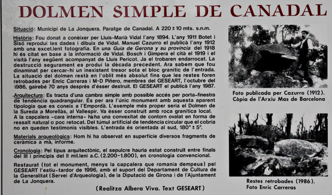 Cartell: Dolmen Simple de Canadal 1de4