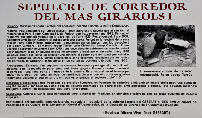 Cartell: Sepulcre corredor del Mas Girarol I 1de4