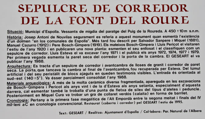 Cartell:Sepulcre de corredor La Font del Roure 1de8