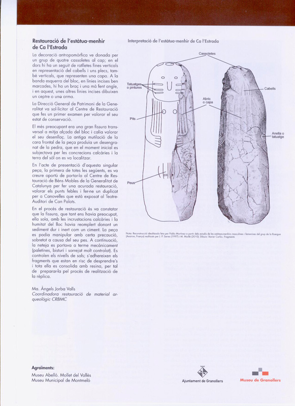 Estàtua-menhir  Ca l'Estrada.Documentació