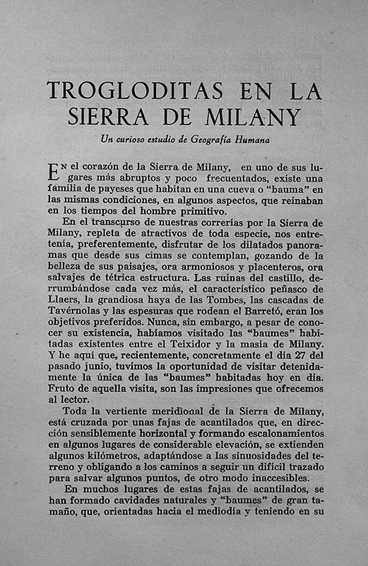 La Bauma del Teixidor. Article