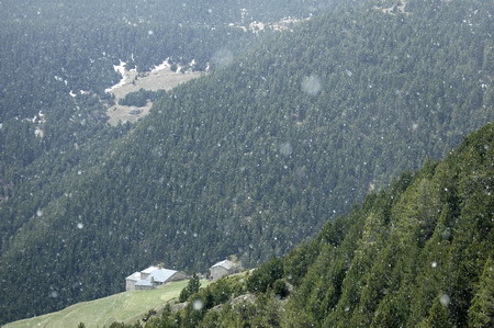 Nevada a la Vall del Riu Valira d'Orient. Andorra.