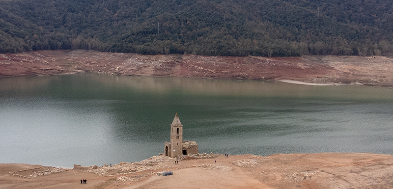 Pantà de Sau. Església vella de Sant Romà de Sau