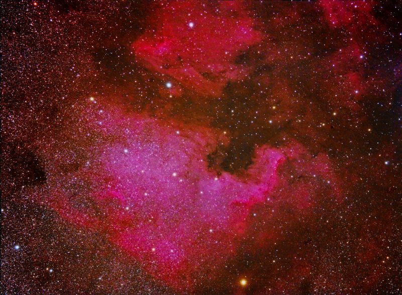 Nebuloses de Nord-Amèrica (NGC7000) i del Pelicà (IC5070)